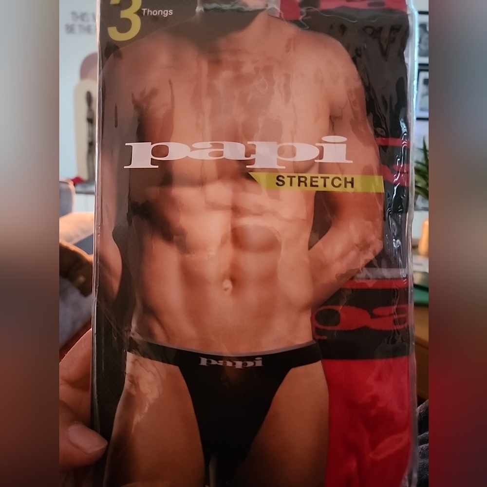 PAPI Brand New 3 Pack men's Sexy Soft touch Thong Thongs Underwear LARGE 36-38